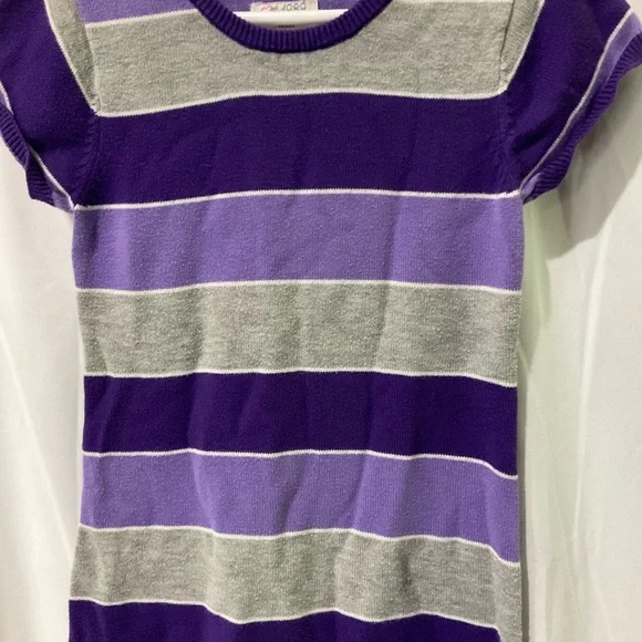 Children’s Place Girls Striped Everyday Short Sleeve Dress Size 5/6 Purple/Grey - Picture 13 of 16